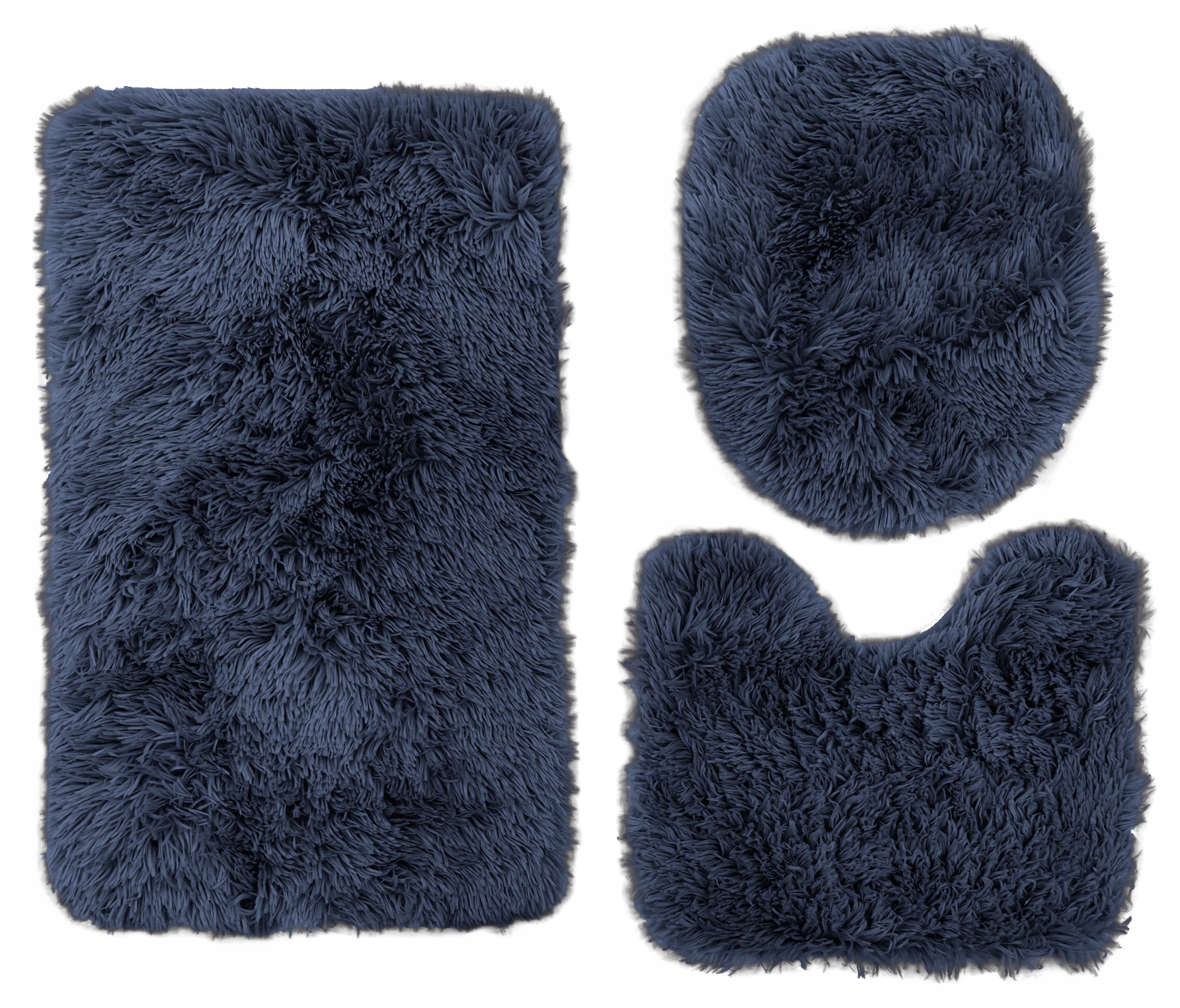 

Dywanik Łazienkowy Puszysty Komplet 3cz Granatowy