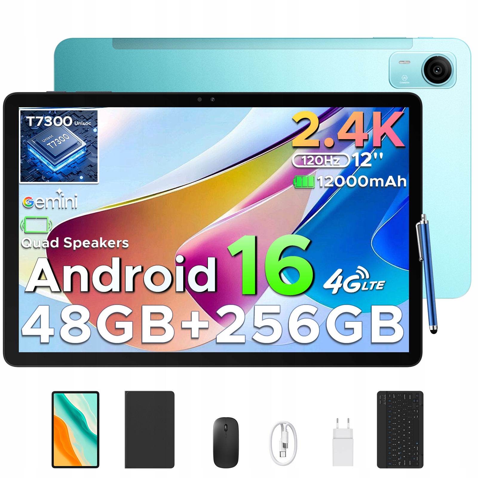 Tablet Pockam P12PRO 12" Android16 12/256GB 12000mAh 120Hz WiFi Gps 4G Lte