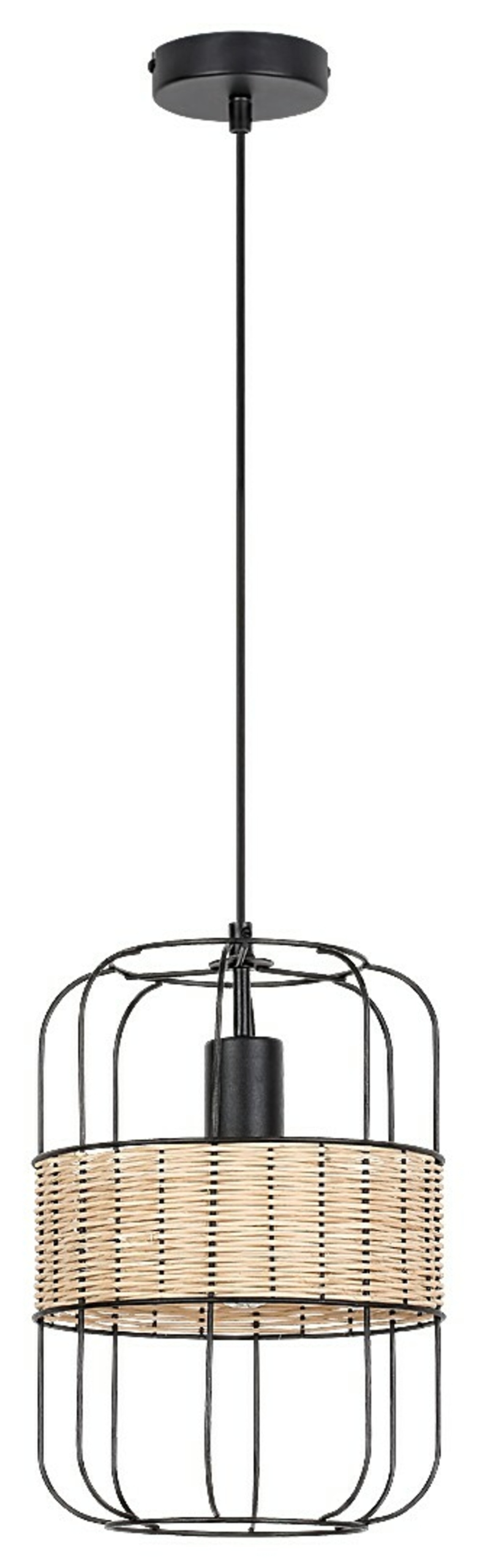 Závěsné svítidlo Rabalux Indiana 5283, černé, E27, přírodní dekor, 40W