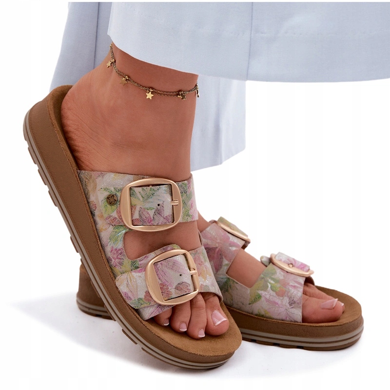 Nazouváky Dámské Kožené Spony Květiny Maciejka P7537-39 Multicolor 39
