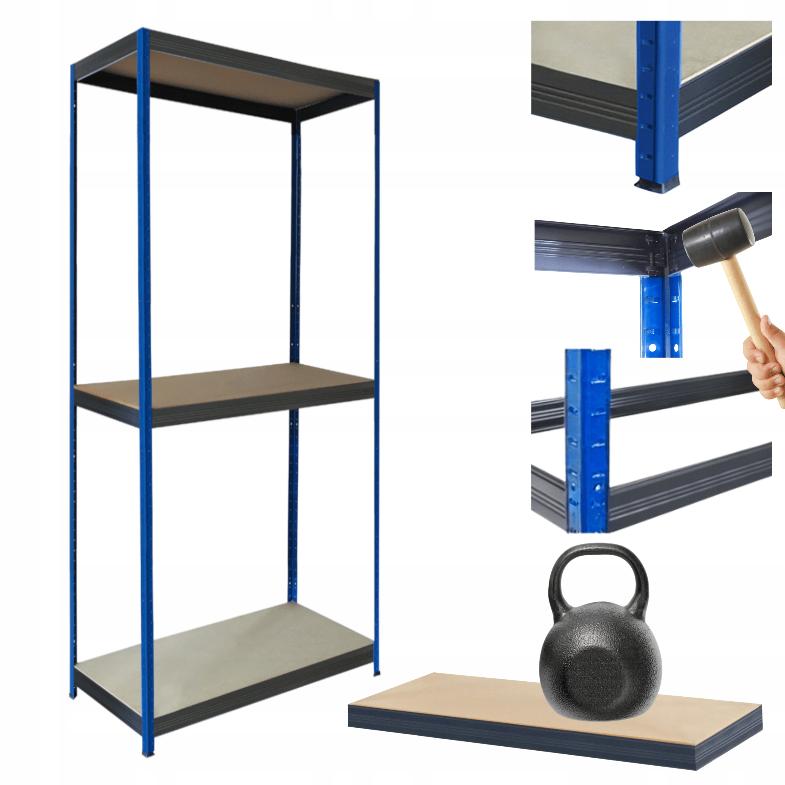 Kovový skladový regál a stojan Helios 90x45x45 cm 3Px175 kg