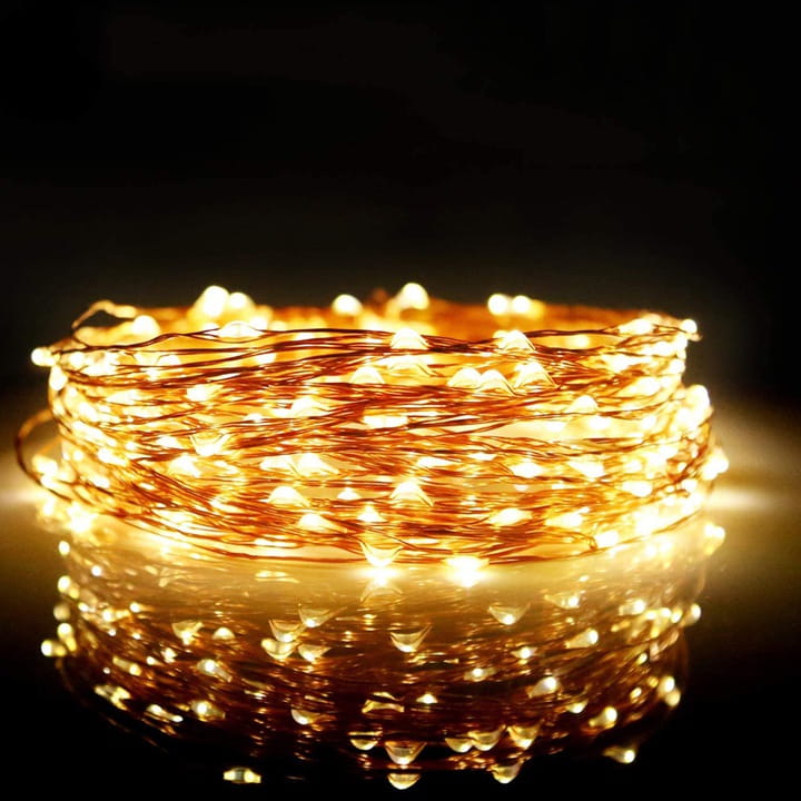 Drucik solarny 100 LED lampki dekoracja ciepłe 10M Gama kolorystyczna odcienie żółtego