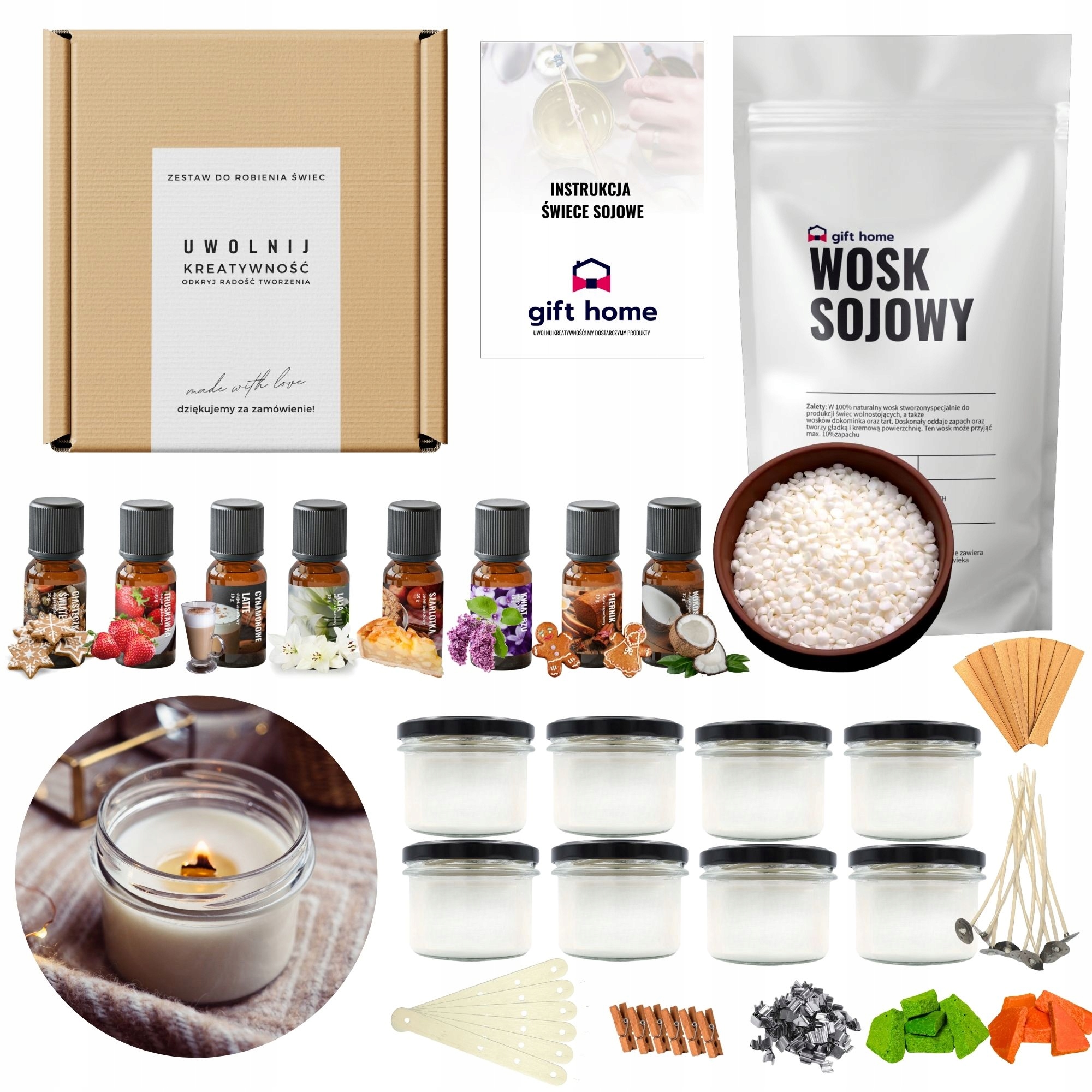 sada na výrobu svíček vosk sójový 8x235ml