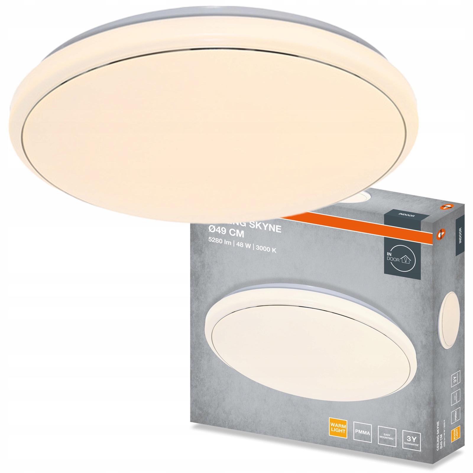 Stropní Svítidlo Led nástěnné svítidlo 48W 3360lm 3000K Kulatý Bílý Skyne Osram