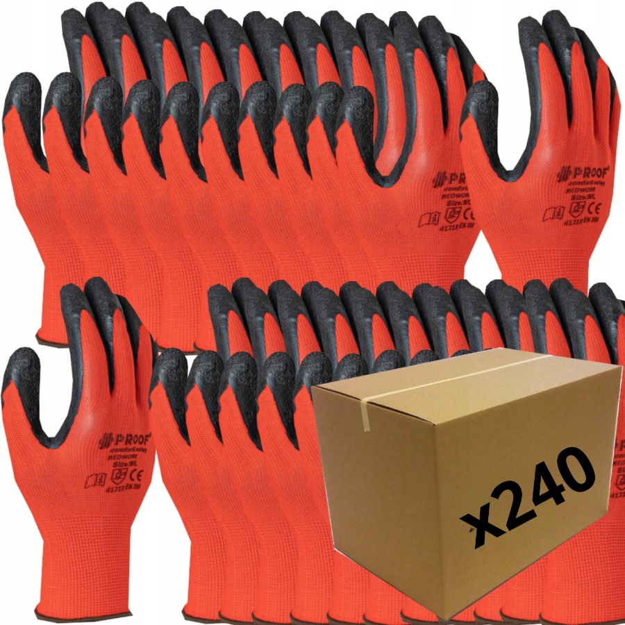 Ochranné Pracovní Rukavice Červené Latexové Vel. 9 240 párů