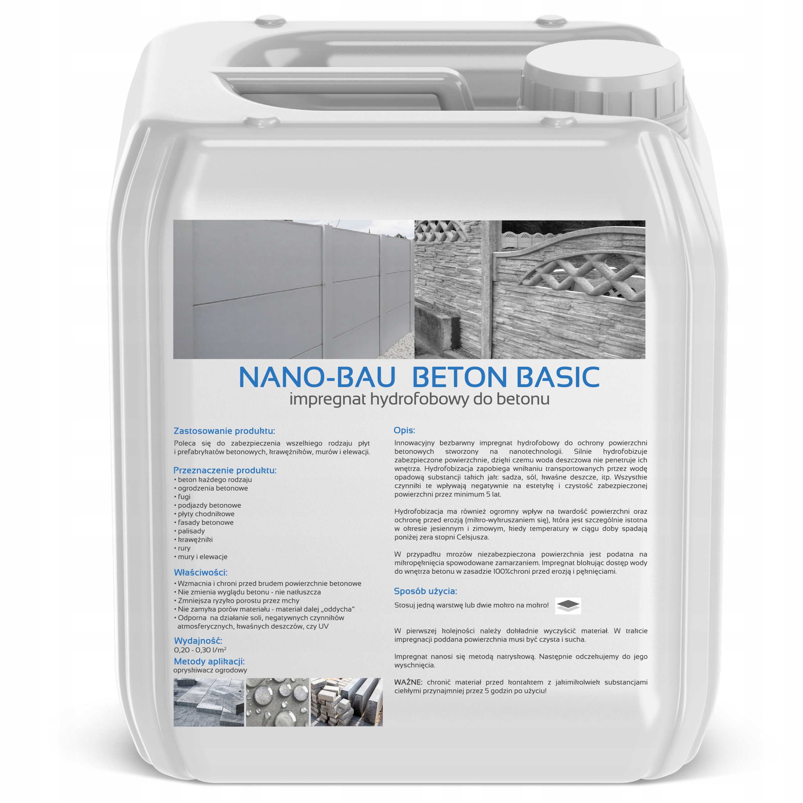 NANOIMPREGNAT DO Betonu Nano-bau 20L Opakowanie baniak
