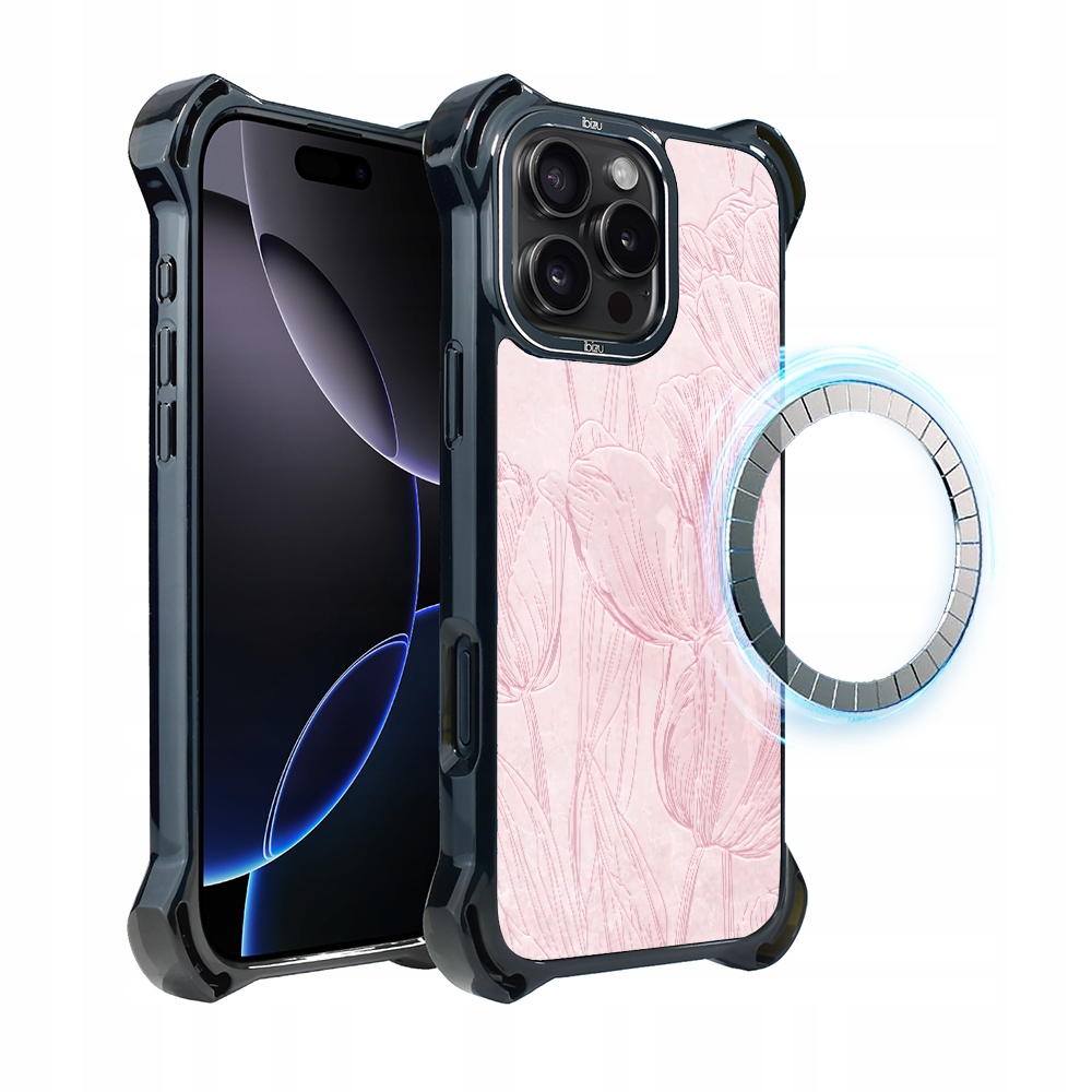 Pouzdro pro iPhone 16 Pro Ibizu DropGuard Ultra s MagSafe, tulipánová freska