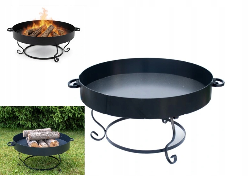 XXL Duże Palenisko Ogrodowe Stalowe Okrągłe 80 CM Ognisko Kociołek Grill
