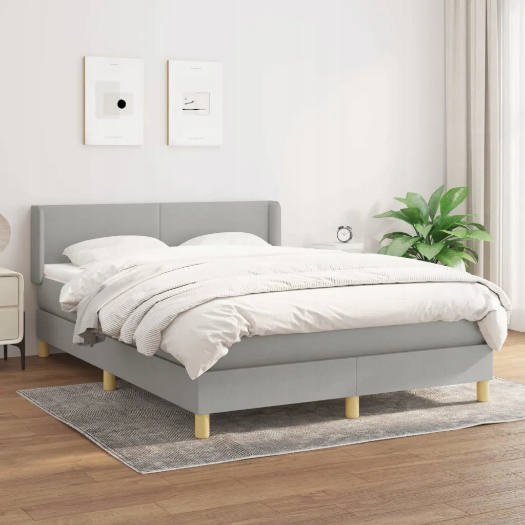 Box spring postel s matrací světle šedá 140 x 190 cm textil Šedá 3130105