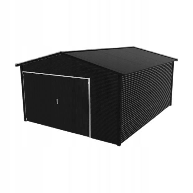 Plechová garáž 4x5 m jednopolohová, dvouspádová, černá
