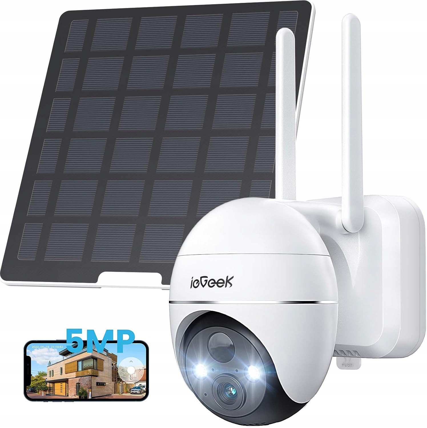 Kamera Zewnętrzna Obrotowa Ip WiFi 5MPx 4x Zoom Solarna na 9600mAh Baterie