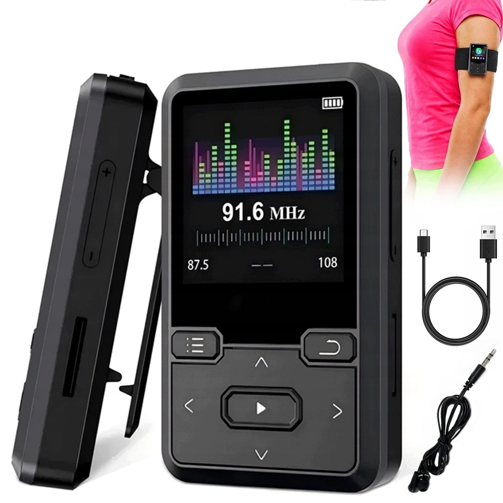 Bluetooth MP3 přehrávač Přenosný HiFi RadioFm Krokoměr Diktafon