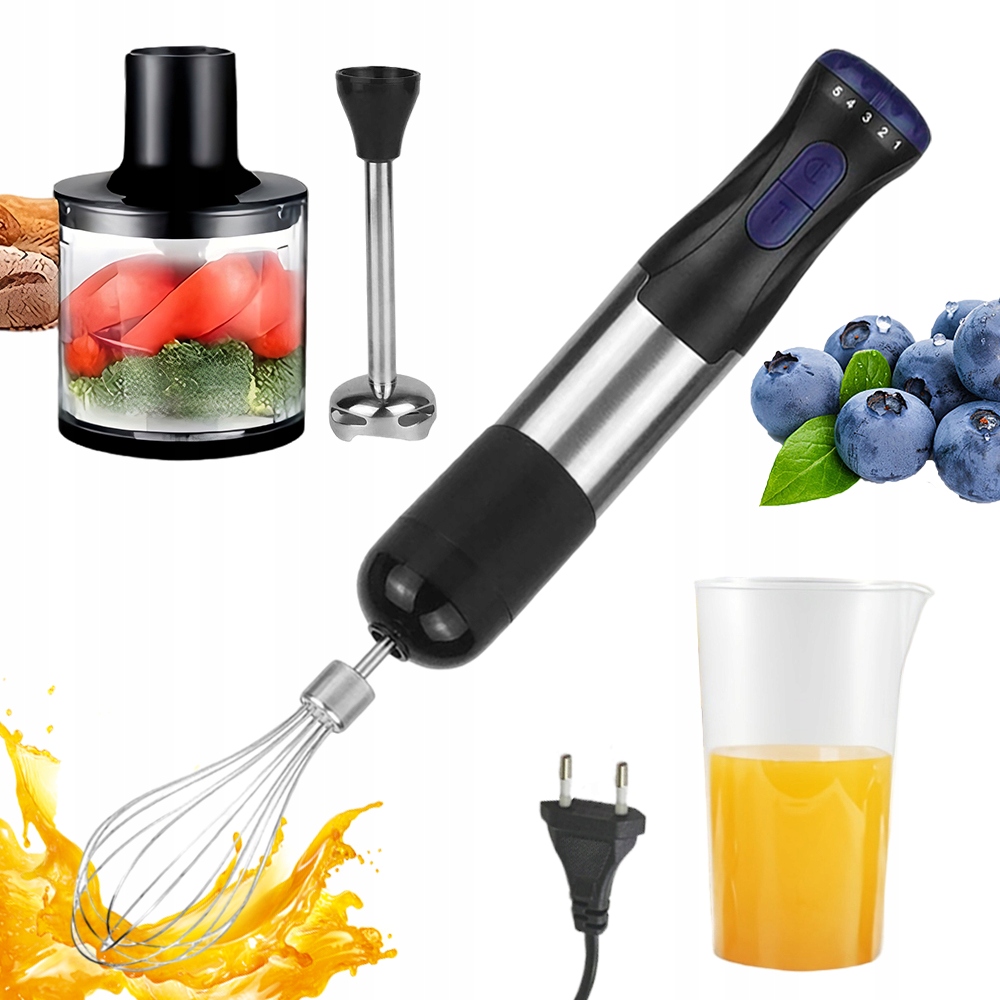 Ruční Mixér 1000W Mixér Drtič Šlehací Metla Kuchyňské Nástavce 4V1