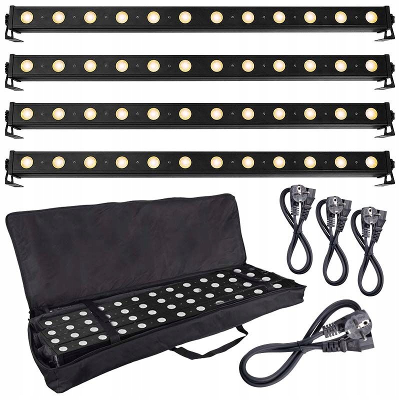 Set 4x Led Osvětlovací Lišta 12x3W Teplá Bílá Pouzdro