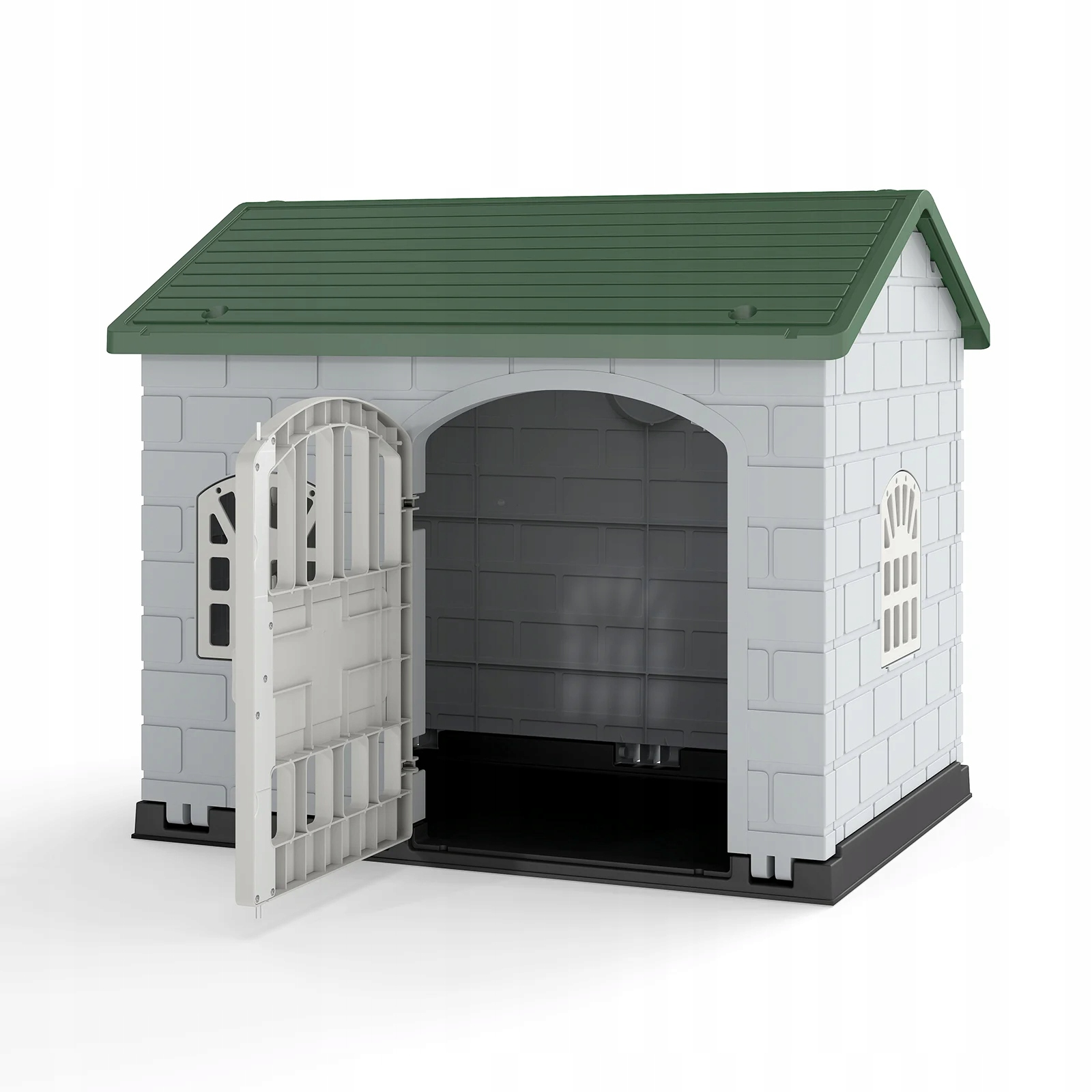 Levně Plastová bouda pro psa Budka s šikmou střechou a okny