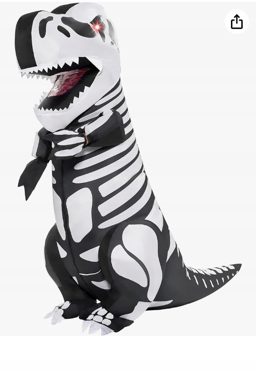 Nafukovací Kostým Dinosaurus Bílo Černá Kostra T-rex N Celé Tělo 150-190 cm
