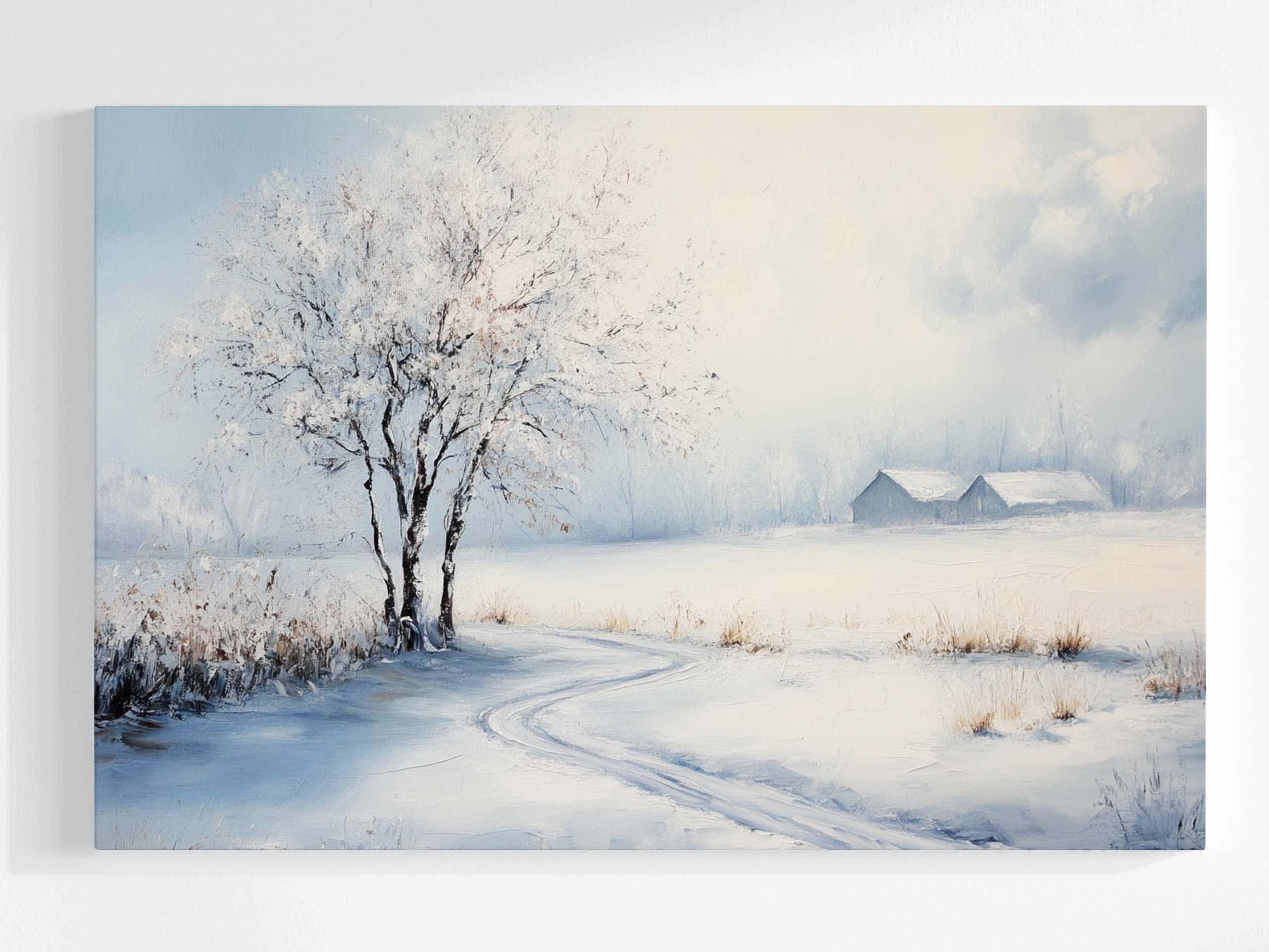 Obraz Na Plátně Canvas Krajina Cesty Dřevo Zima Sníh 120x80