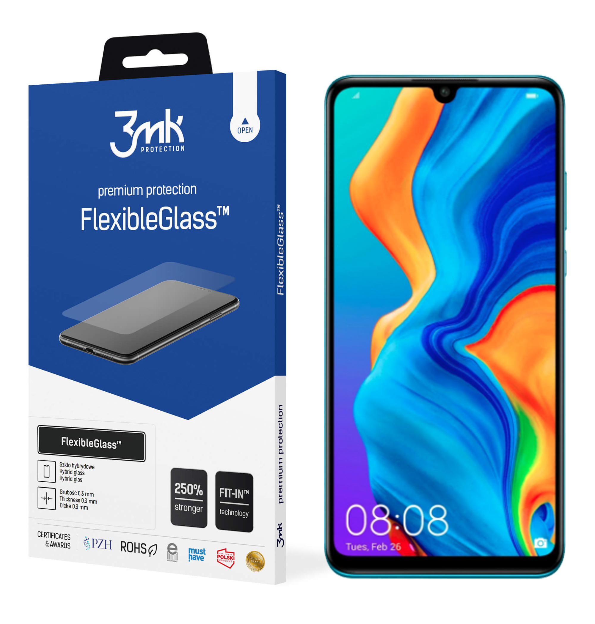 

Szkło 3MK FlexibleGlass do Huawei P30 Lite