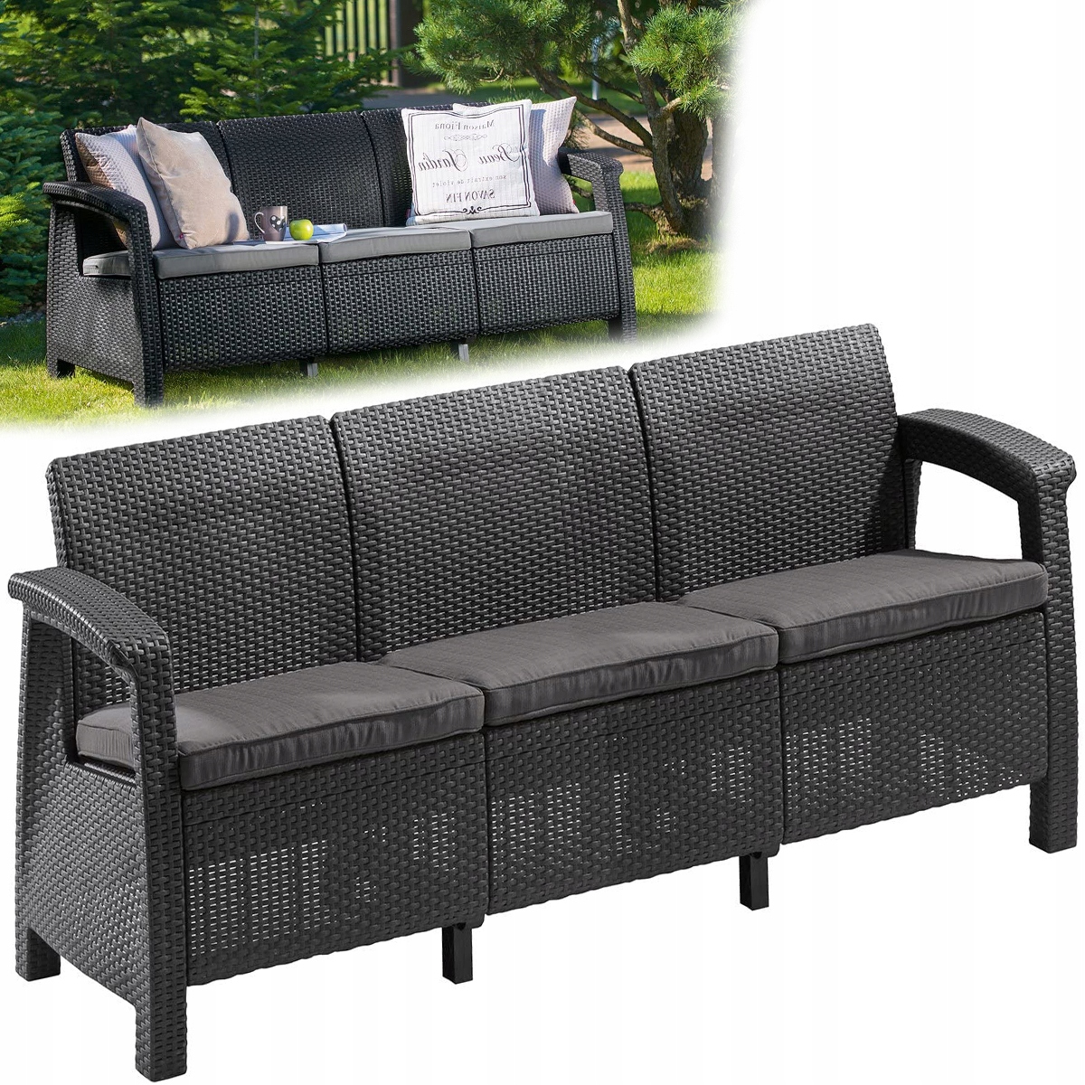 

Sofa Keter Do Ogrodu Ławka Rattan Tarasowa Duża