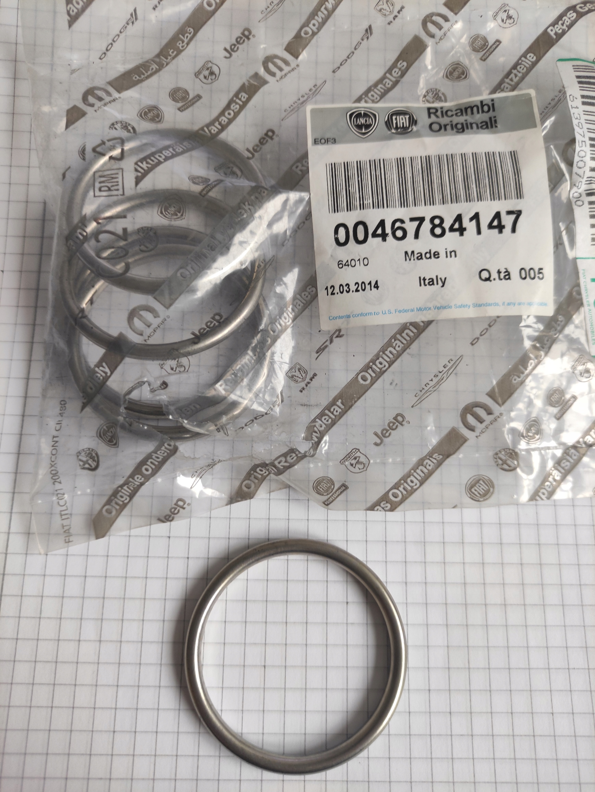 PIERŚCIEŃ USZCZELNIAJĄCY RURA WYDECHOWA FIAT FORD