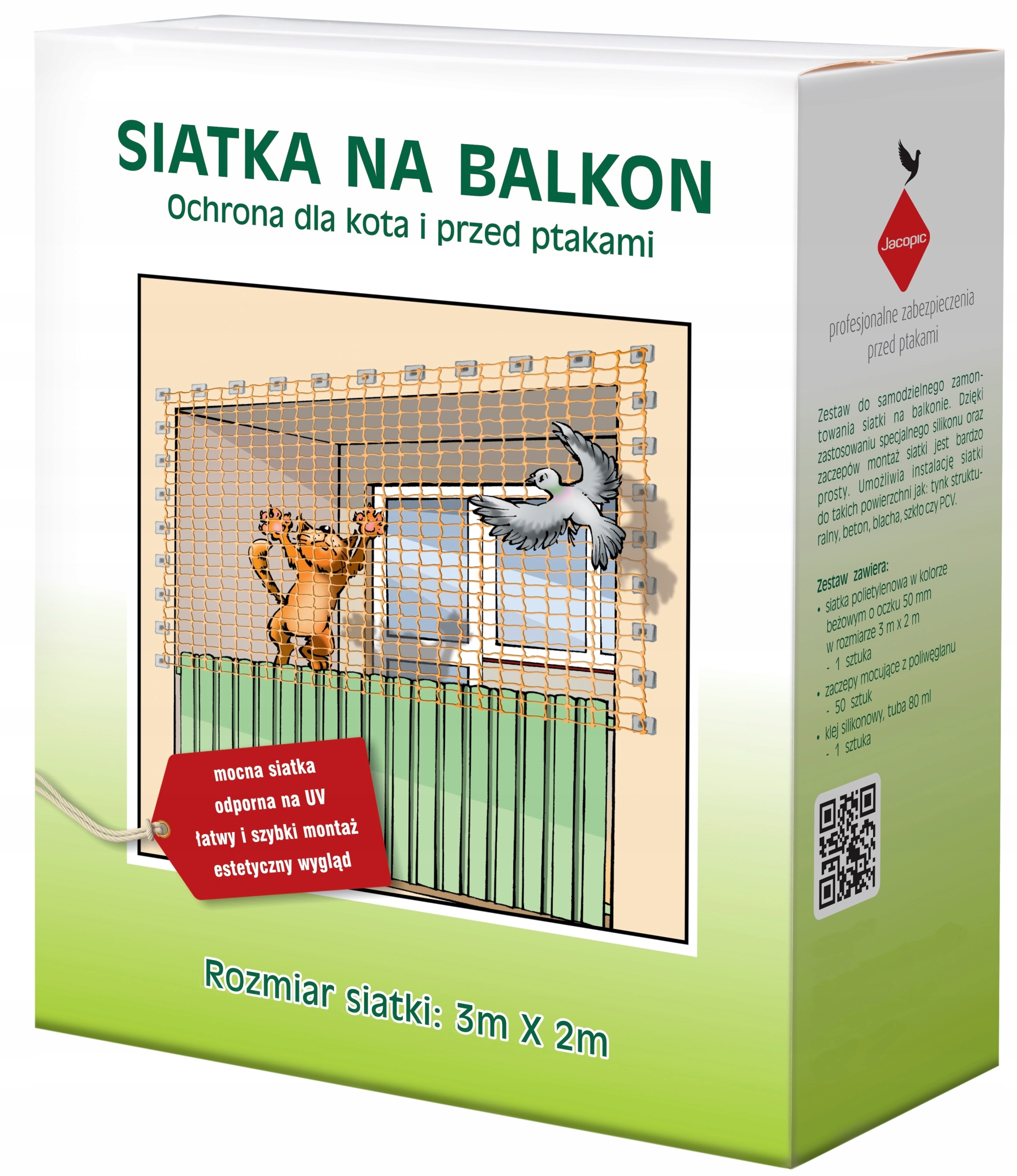 

Zestaw Siatka Na Balkon Dla Kota Ptaki Gołębie 2X3