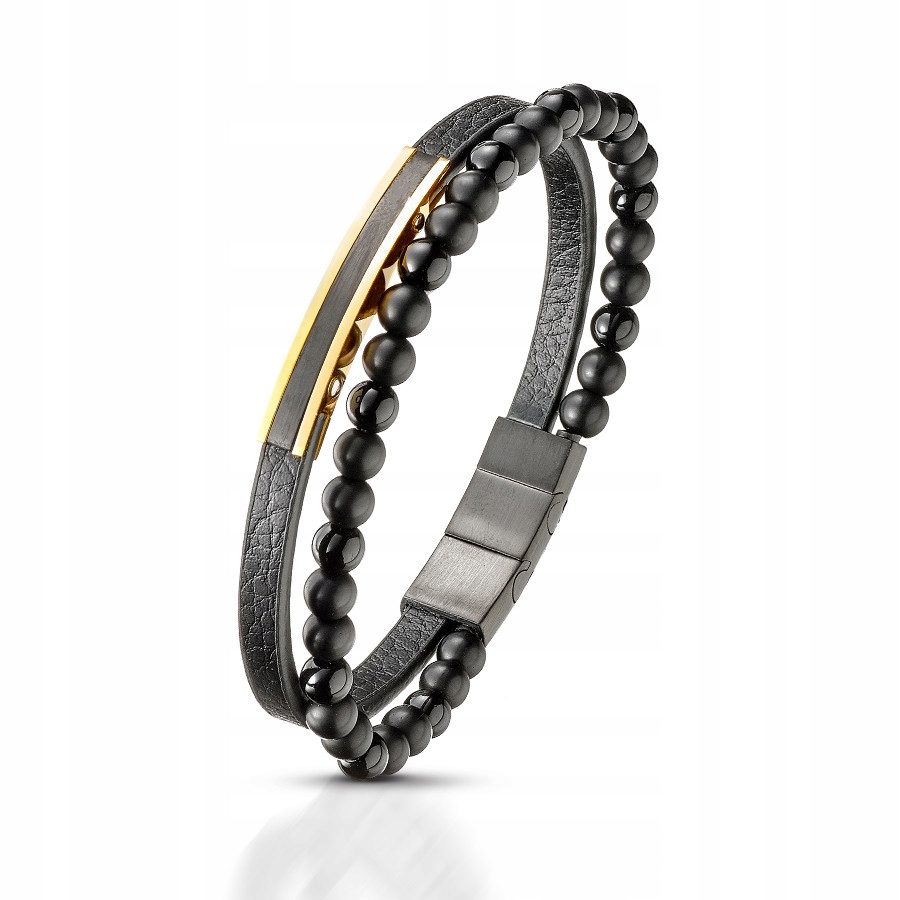 Pánský náramek Venetto ocel 316 l kůže 21 cm