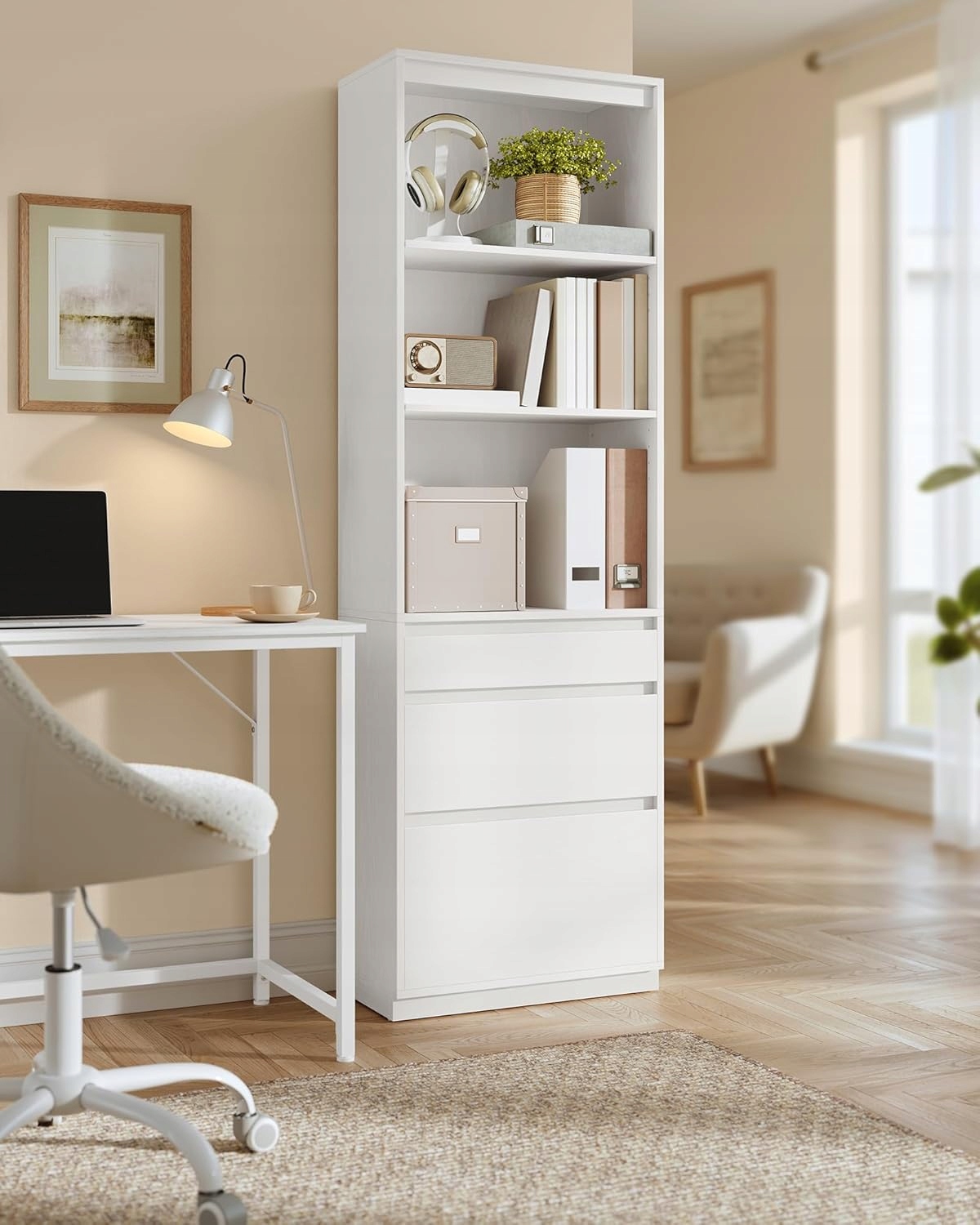 Regál Vasagle 56 cm x 180 cm x 28,4 cm biely