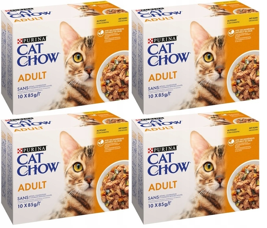 Levně Purina Cat Chow mokré krmivo pro kočky kuře s cuketou želé 40x85 g