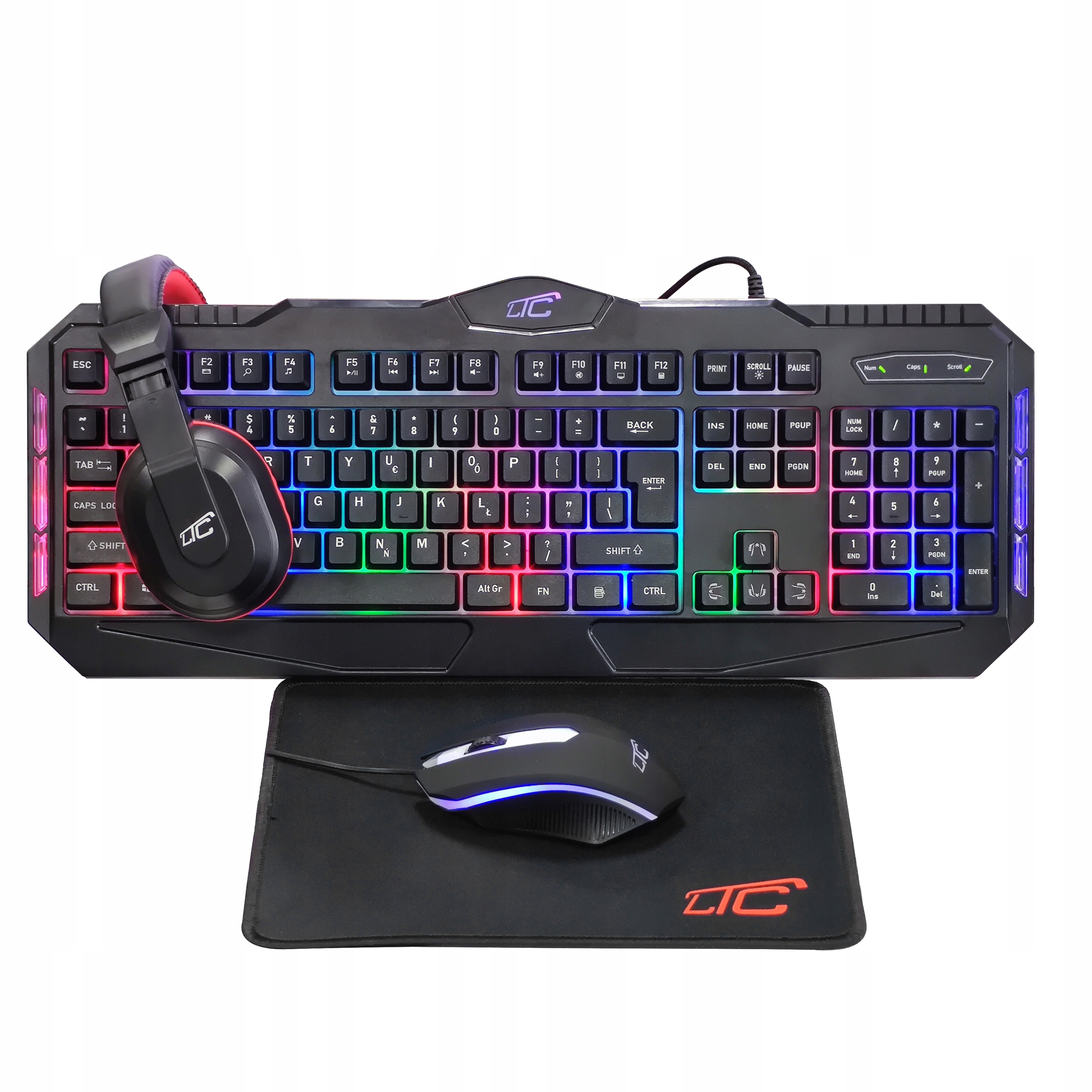 KLAWIATURA MYSZKA PODKŁADKA MIKROFON SŁUCHAWKI ZESTAW GAMINGOWY 4W1 PREZENT Stan opakowania oryginalne