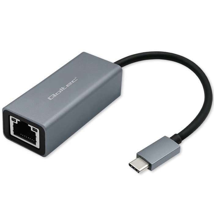 Kabel adapter Qoltec Usb-c na RJ45 Ethernet 1000Mb/s Aluminiowa obudowa