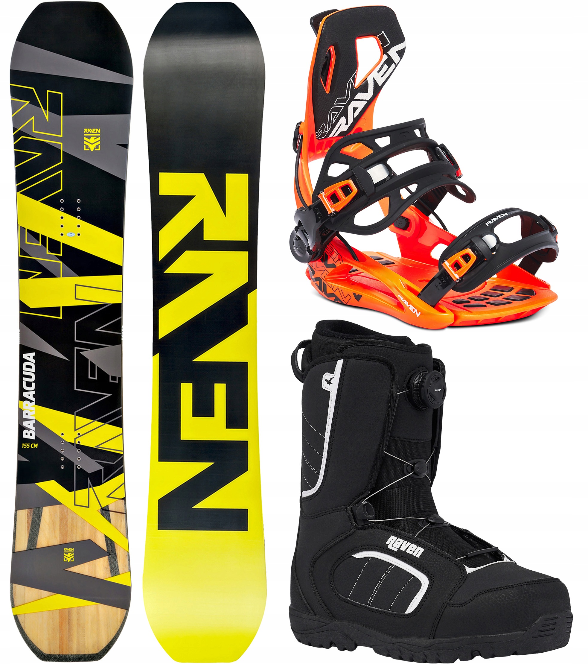 Zestaw Snowboard Raven Barracuda Carbon Lime 150cm FT360 M +Target Moz 41
