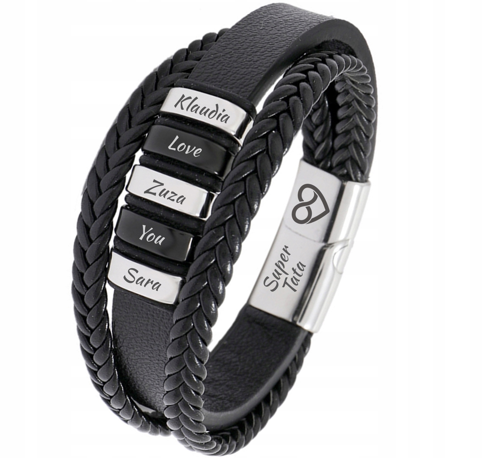 Bransoletka SKÓRZANA IMIONA RODZINY GRAWER Splot Inny splot