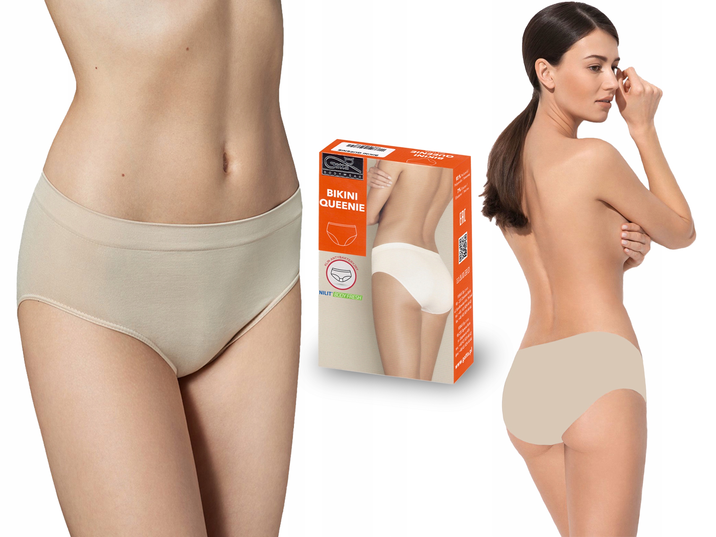 

Bikini Queenie figi Gatta bezszwowe, natural, XXL