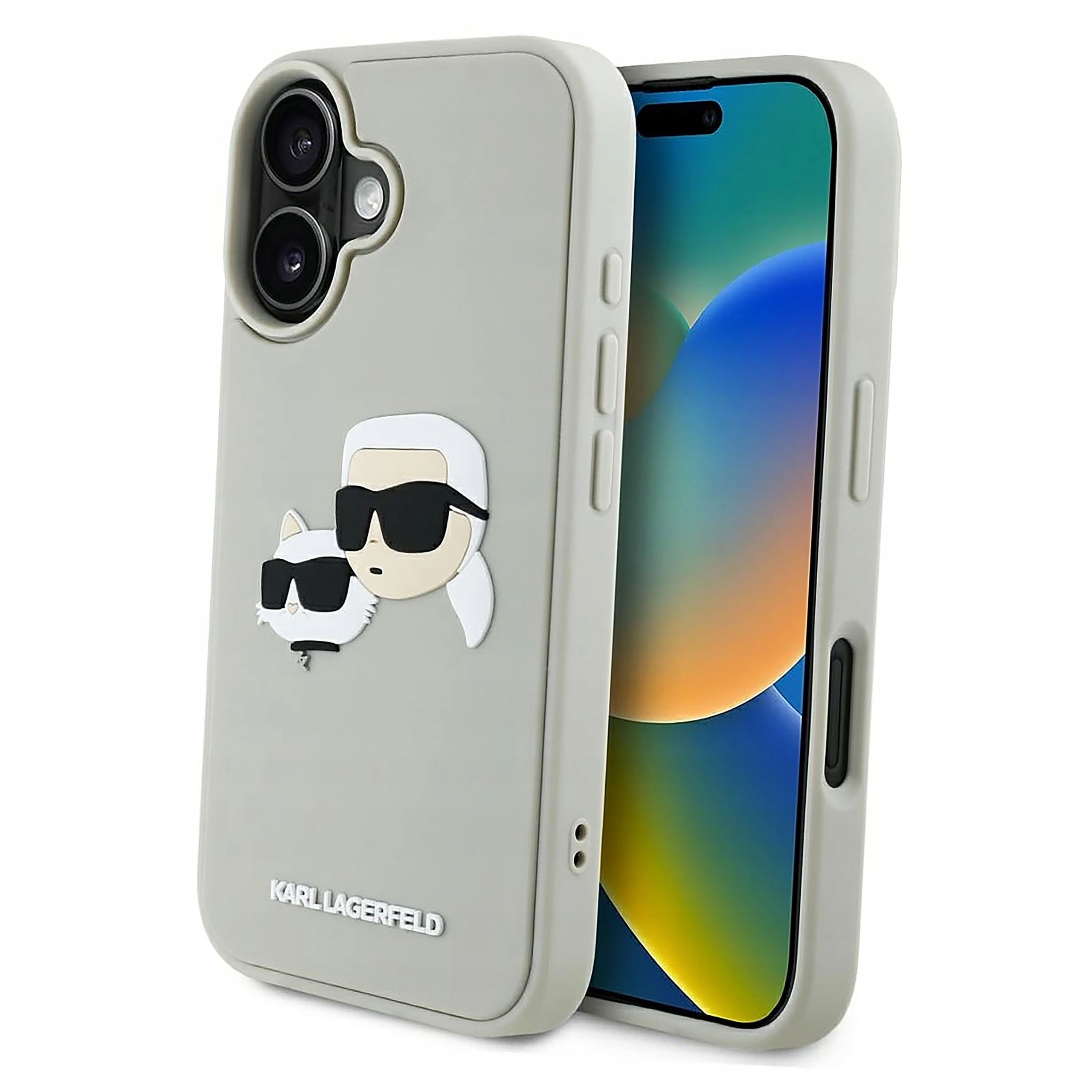 Plecki Etui Karl Lagerfeld Hc 3D Rubber Double Heads do iPhone 16 beżowe