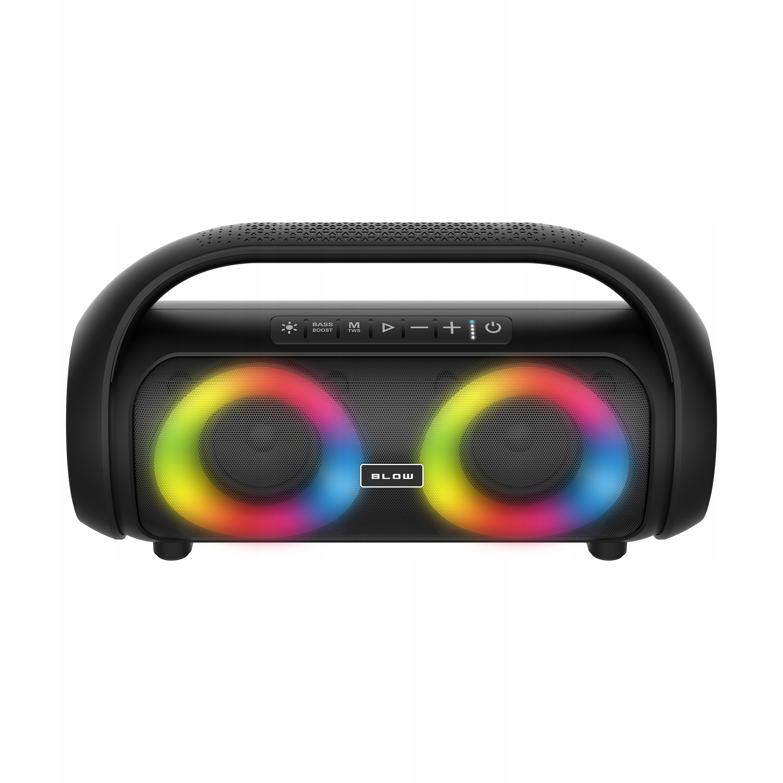 GŁOŚNIK BLUETOOTH PRZENOŚNY BEZPRZEWODOWY WODOODPORNY IPX5 RADIO FM USB RGB Model Boombox