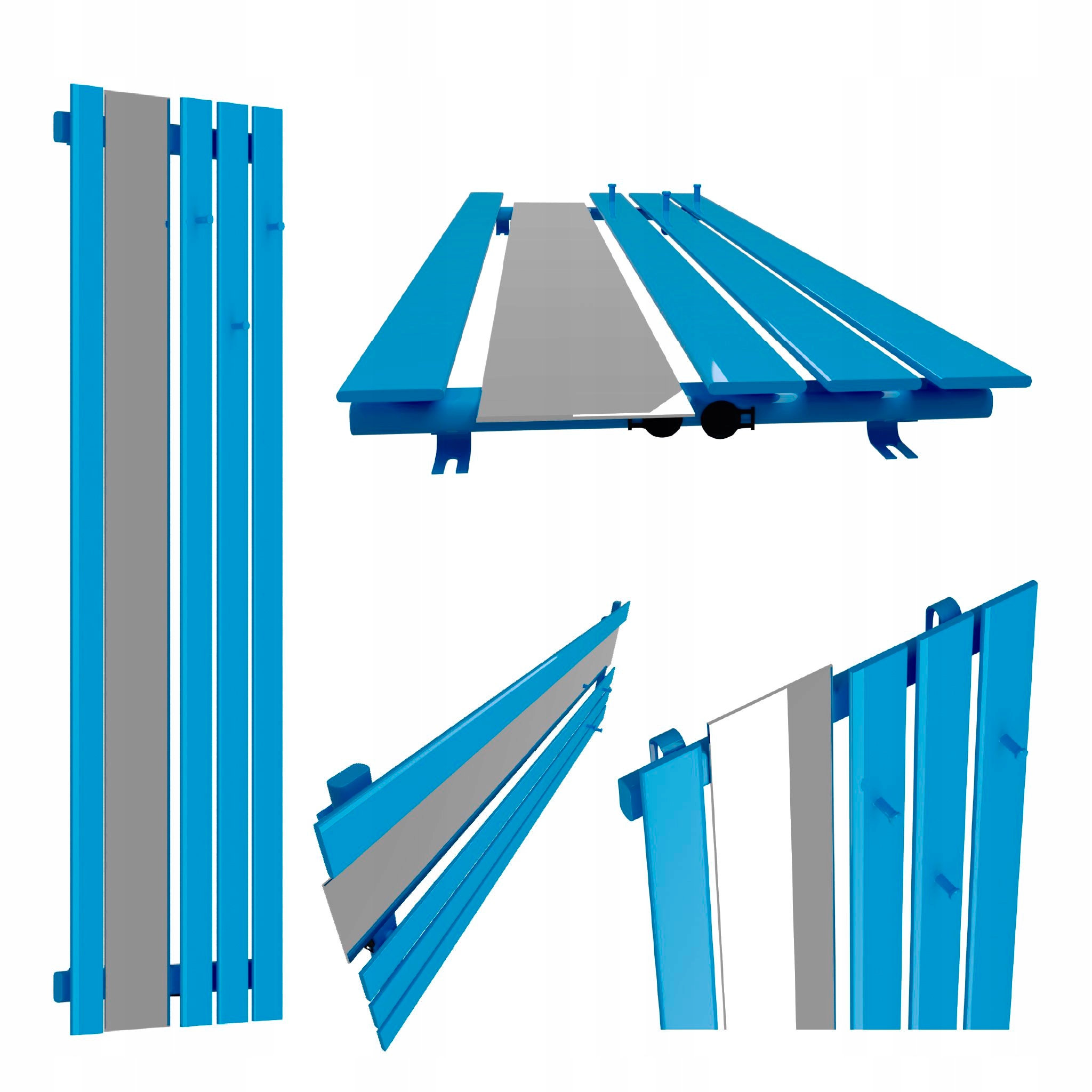 Dekorativní radiátor s věšáky zrcadlo Bello Hook Mirror 180x52 Modrý