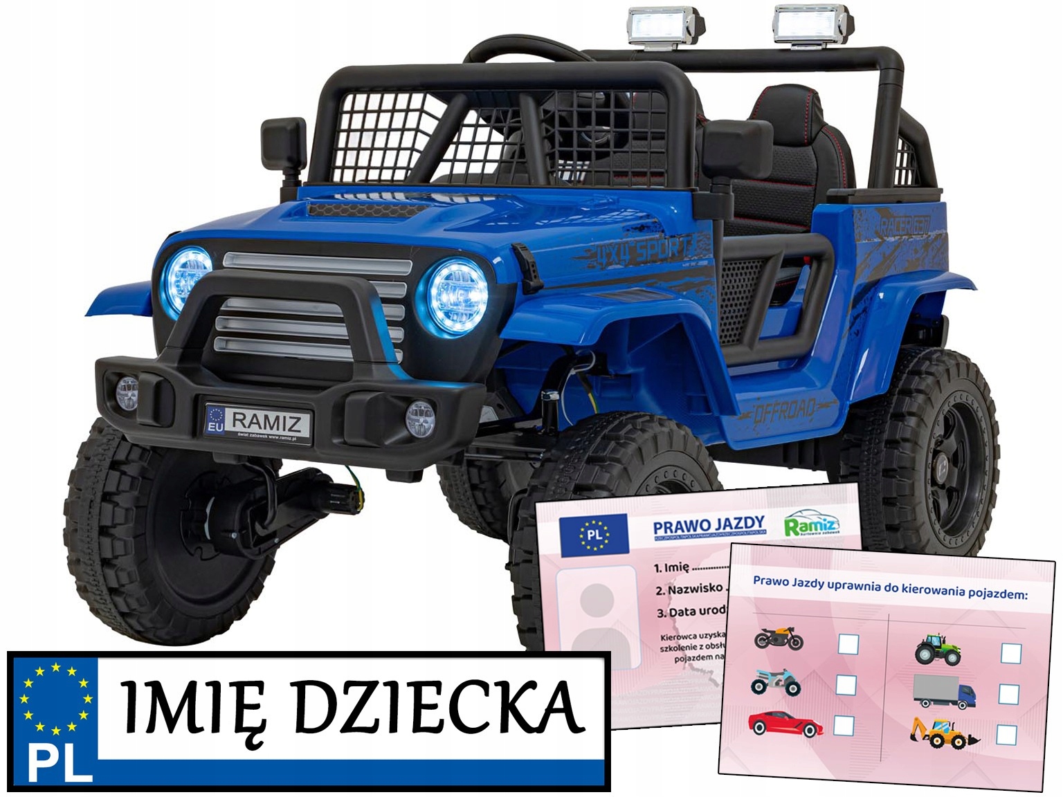 auto elektryczne na akumulator Off Road 4x4 duże koła pilot amortyzator
