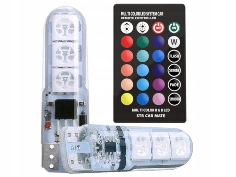 

Żarówka Led Rgb W5W T10 12V 2W 2szt.+pilot