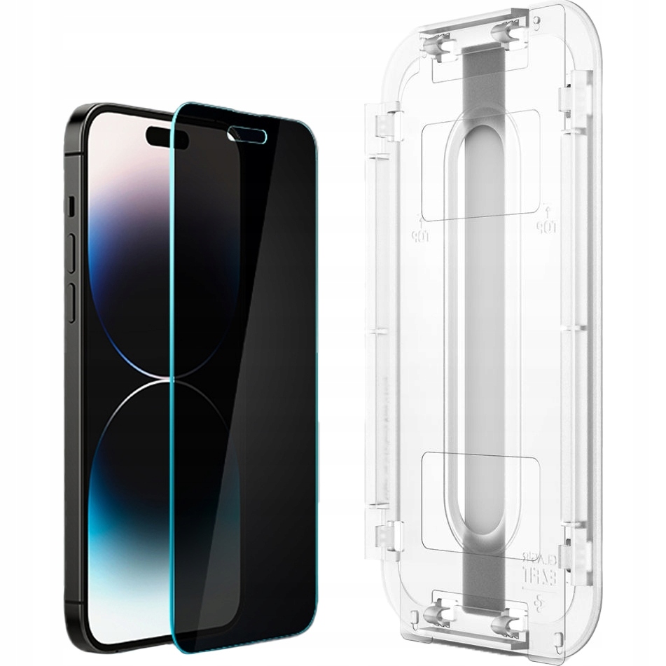 Szkło prywatyzujące do iPhone 14 Pro, Spigen Ez Fit Privacy 2Pack aplikator