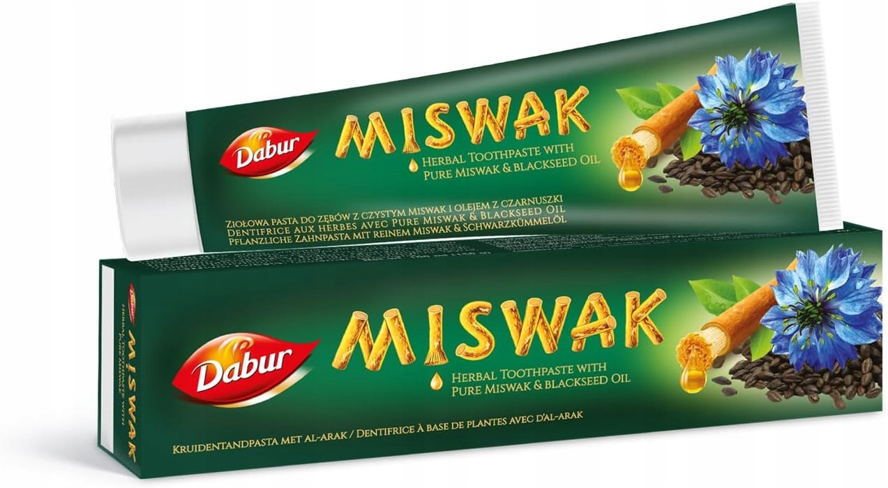 Bylinná zubná pasta s čistým Miswak a olejom z čiernej rasce 100ml Dabur