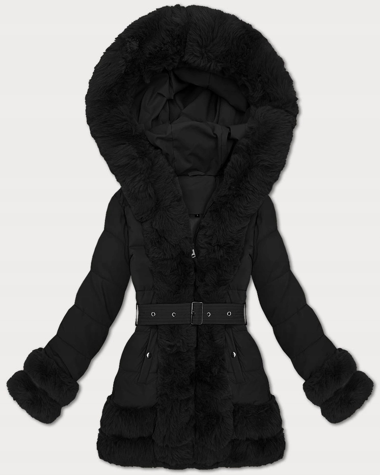 Bunda S Kožešinou B8526 Černá XXL (44)