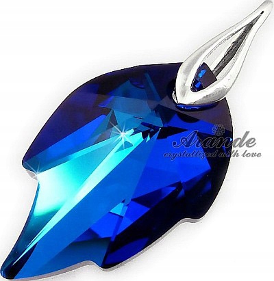 Nové Krystaly Krásný Přívěsek Blue Leaf Stříbro