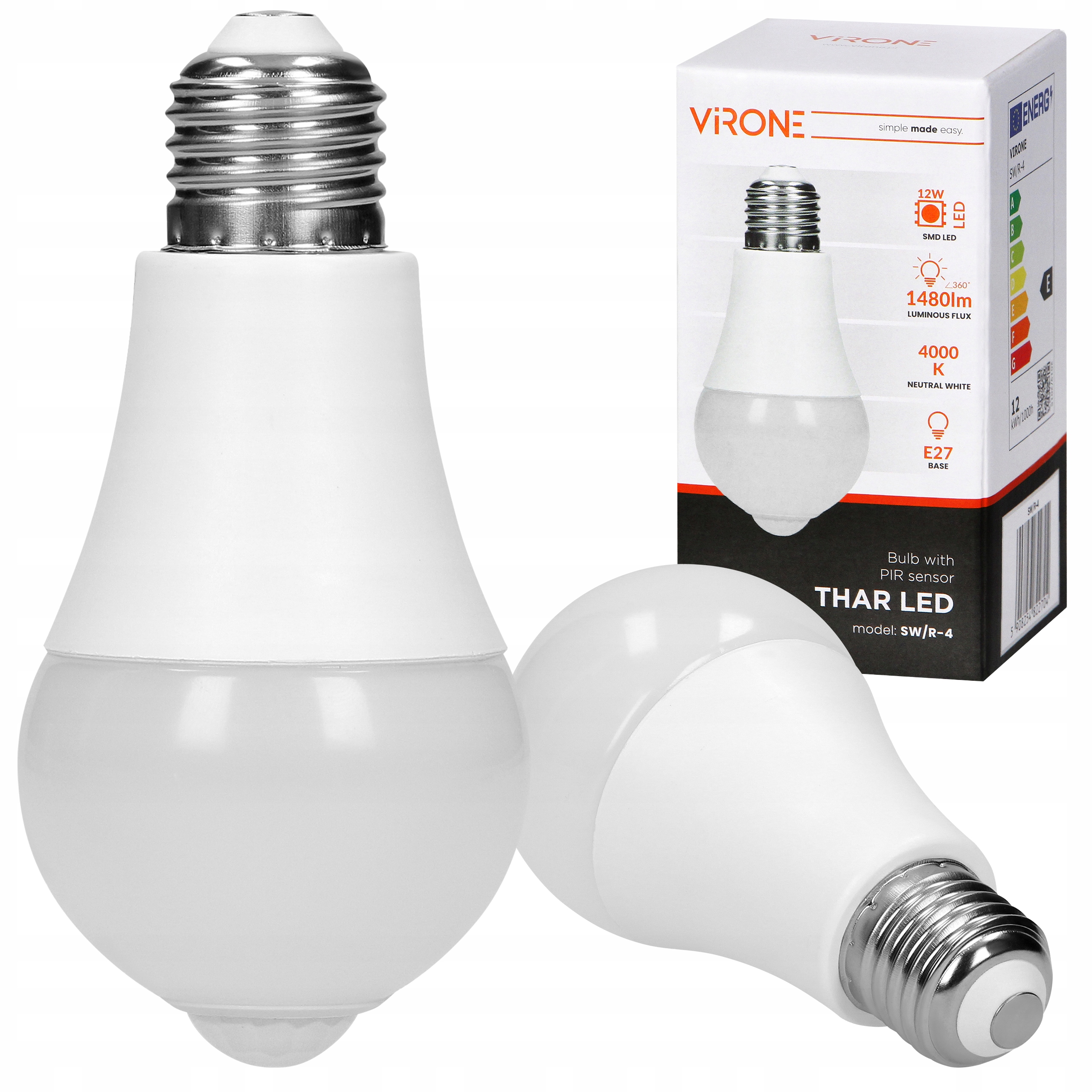 

Żarówka Led A60 czujnik ruchu zmierzchu 4000K 12W