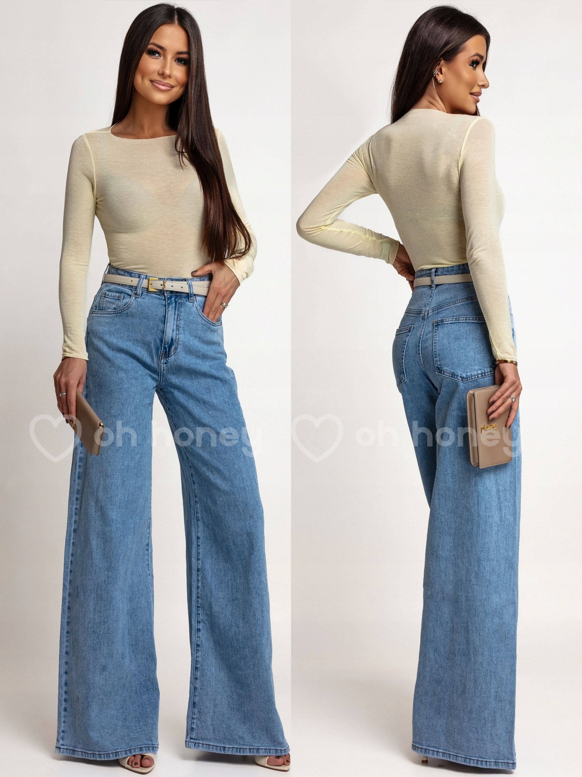 Džínové kalhoty Palazzo Modré Nevada L