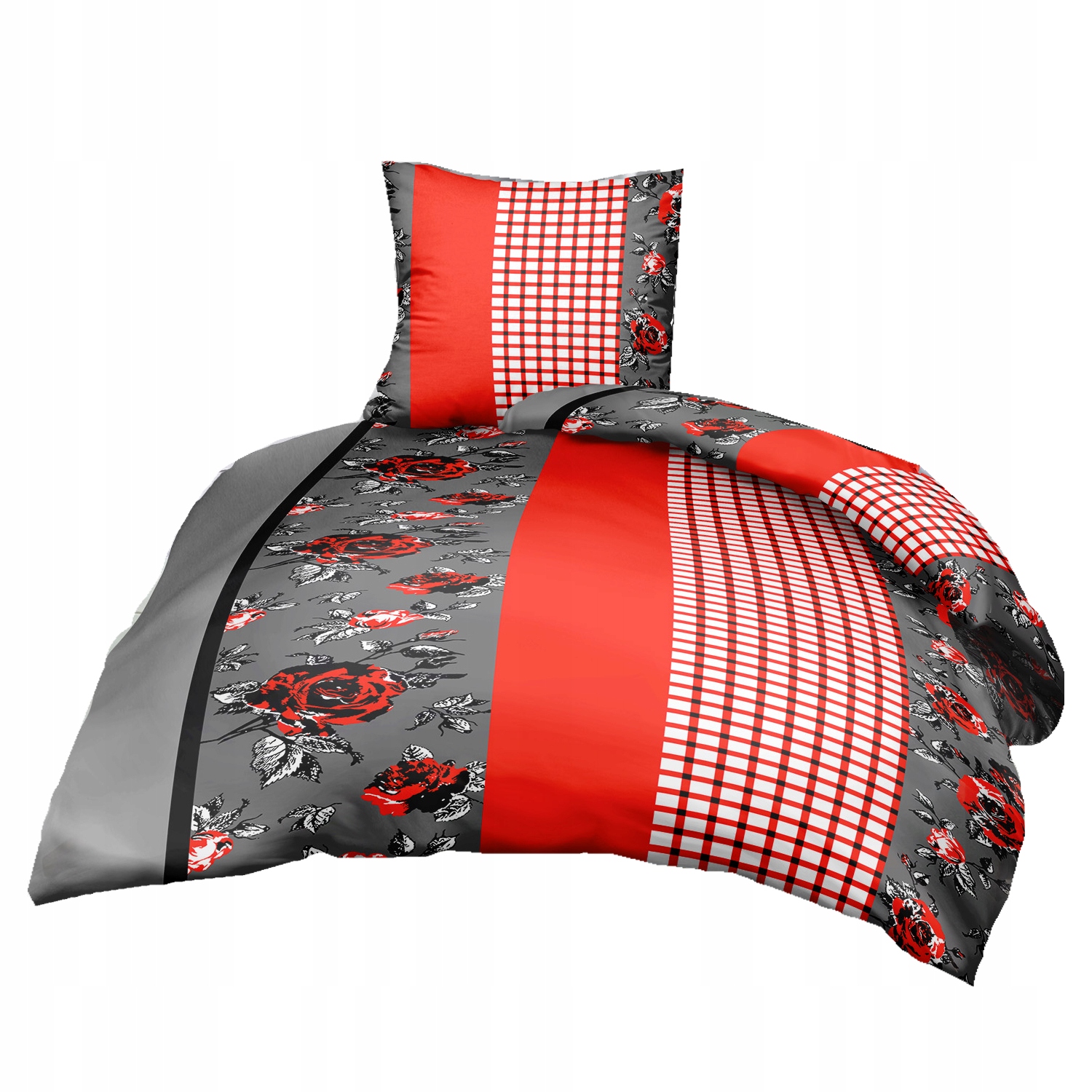 Pościel bawełniana 160x120 50x70 dziecięca kwiaty 063red