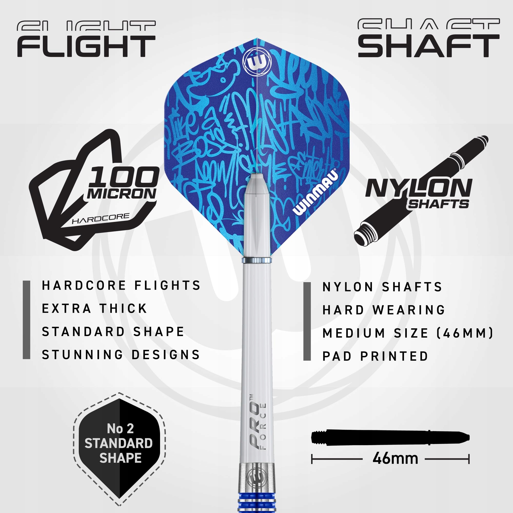 WINMAU Advance 500 Niebieskie Rzutki 22g Z Piórkami I Trzonkami — miniatura 3