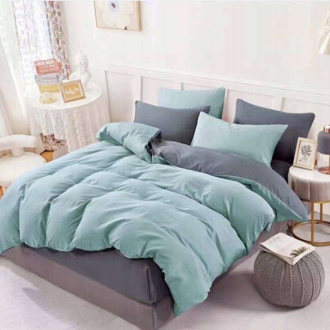 Pościel 160×200 100% Bawełna Z Prześcieradłem Z Gumką Dwustronna Miętna