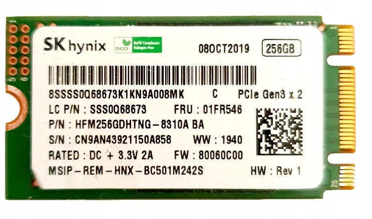 

Dysk Sk Hynix Ssd 256GB M.2 PCIe NVMe 2242