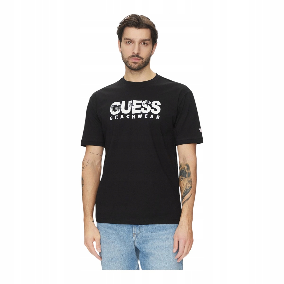 Guess Pánské Tričko Ss Cn Guess Logo Tee Černé r.XL