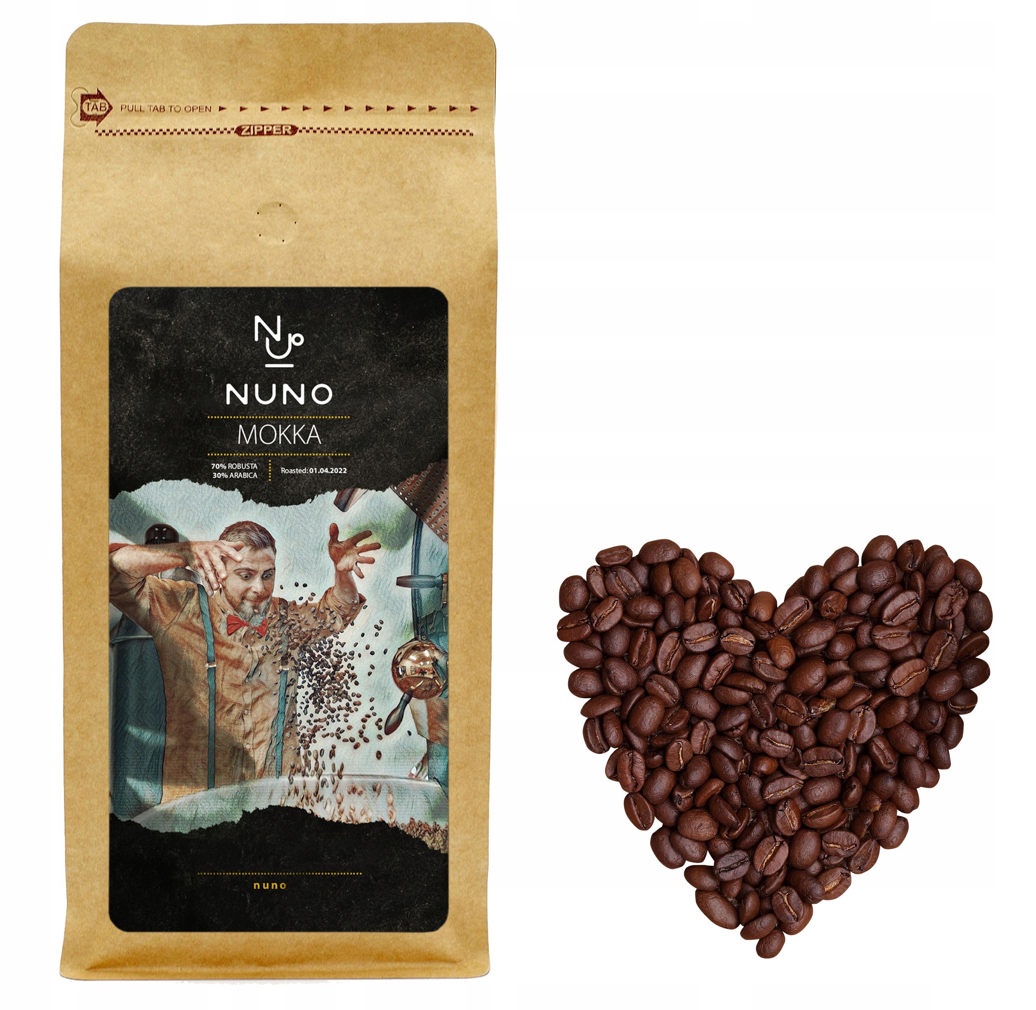 Káva Zrnková 1 kg Arabica Robusta Čerstvě Pražená Vending Nuno Mokka